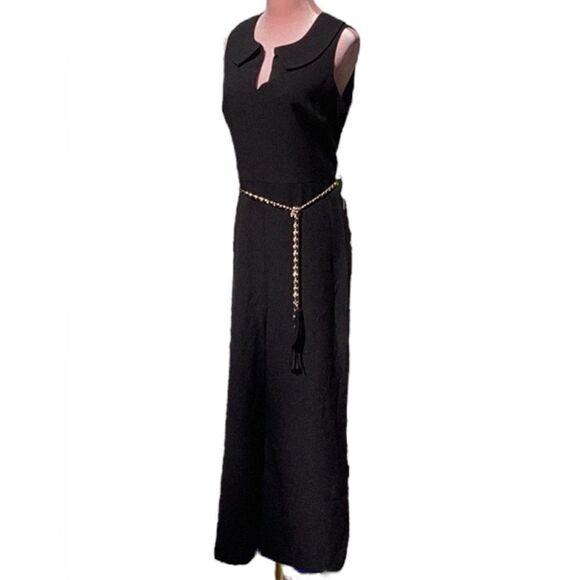 KARL LAGERFELD NWT SLEEVELESS CREPE JUMPSUIT BLACK SIZE 10 CROPPED WIDE LEG - Picture 5 of 8